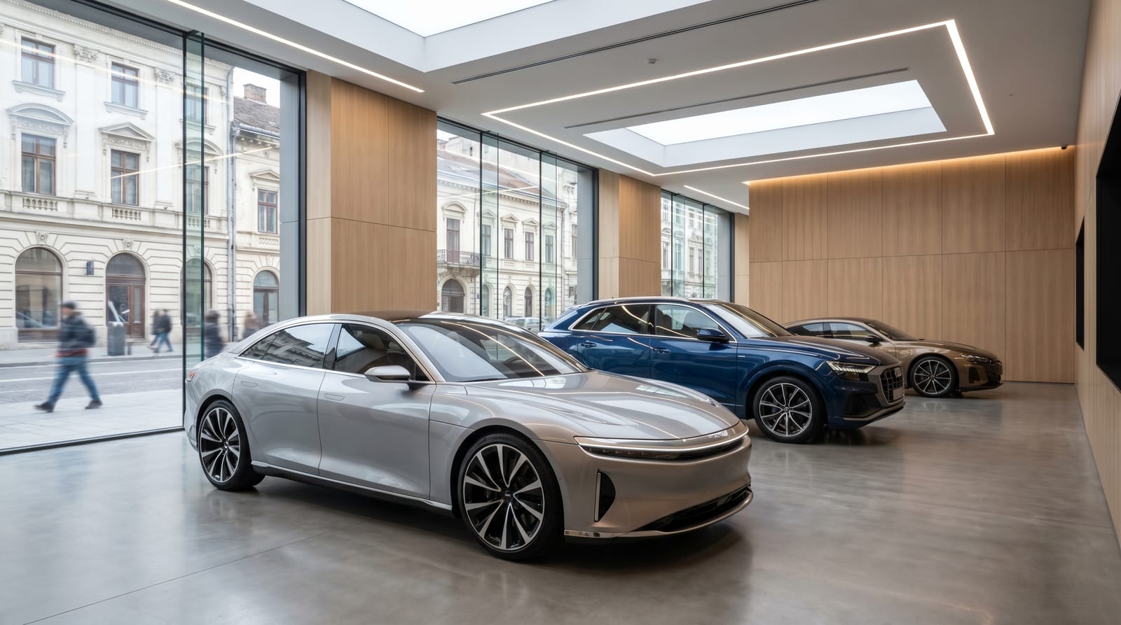 O selecție de automobile moderne prezentate într-un showroom modern, evidențiind tendințele și designul anului 2026